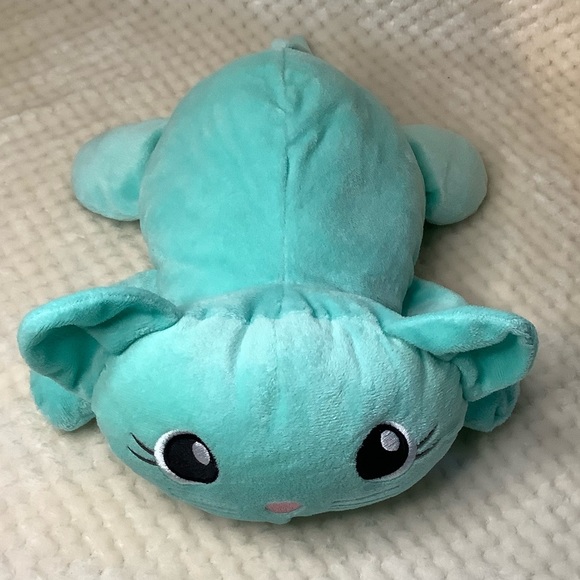 Gitzy Plush Teal Cat Pillow Style Plush Cat Stuffed Animal Toy - Picture 6 of 13